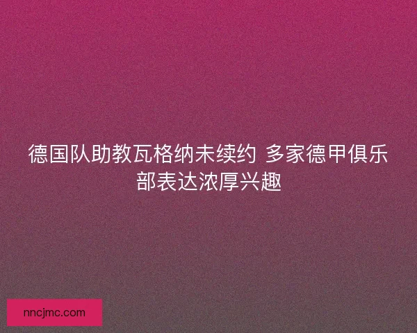 德国队助教瓦格纳未续约 多家德甲俱乐部表达浓厚兴趣 德国队助教瓦格纳未续约 多家德甲俱乐部表达浓厚兴趣