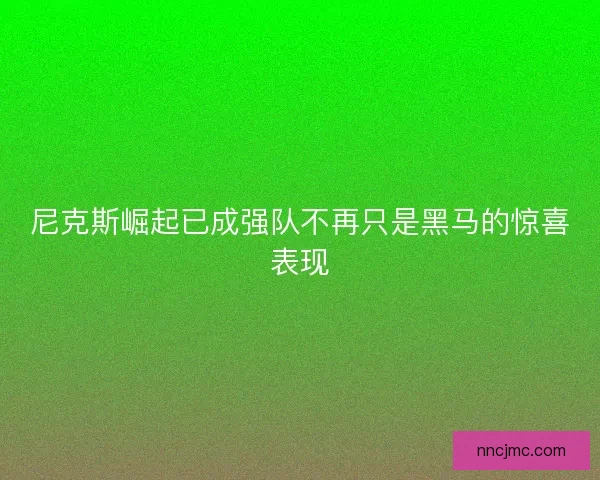 尼克斯崛起已成强队不再只是黑马的惊喜表现 尼克斯崛起已成强队不再只是黑马的惊喜表现