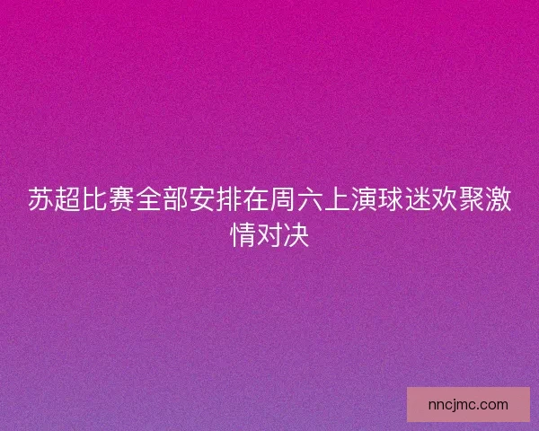 苏超比赛全部安排在周六上演球迷欢聚激情对决