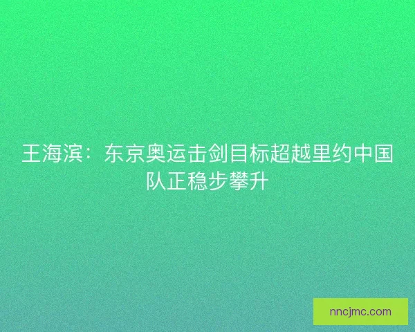 王海滨：东京奥运击剑目标超越里约中国队正稳步攀升