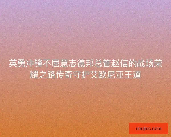英勇冲锋不屈意志德邦总管赵信的战场荣耀之路传奇守护艾欧尼亚王道